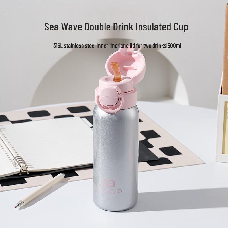 BEDDYBEAR Kids 316L Stainless Steel Dual-Drink Insulated Water Bottle 500ml