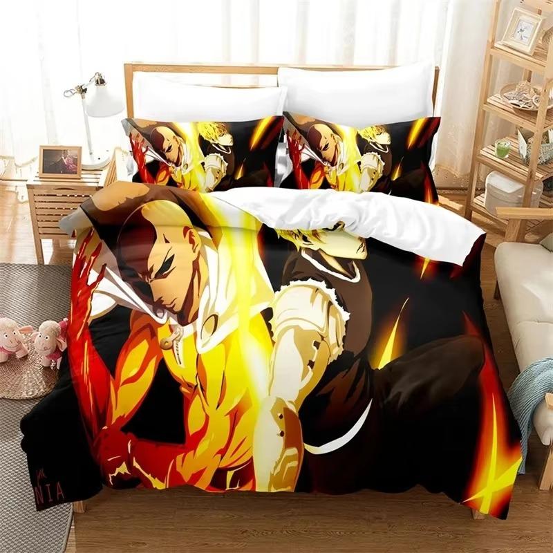 Anime One-Punch Man Saitama Bedding SetDuvet Cover Comforter Bed Set Quilt Cover PillowcaseKing Queen Twin Size Boys Girls