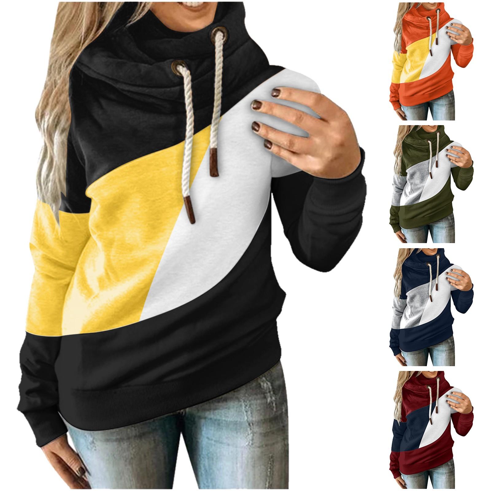 

Женский повседневный пуловер с длинными рукавами контрастного цвета, толстовка