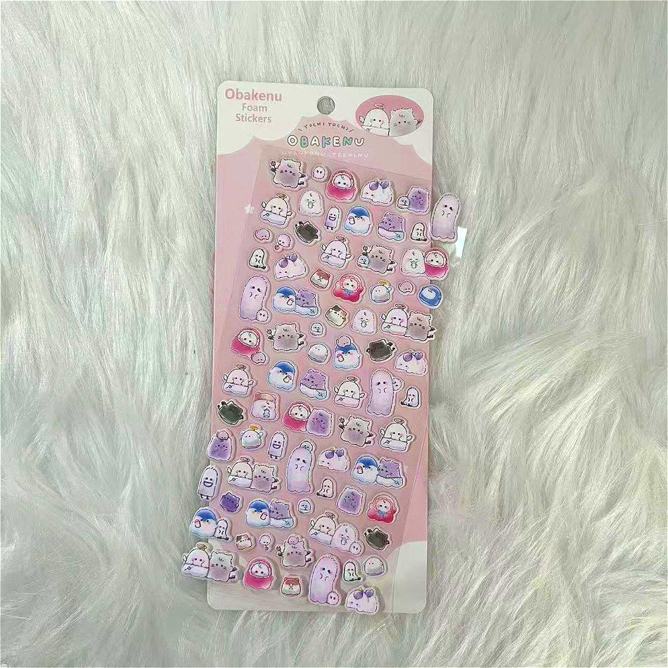 Durable Cute Obakenu Foam Stickers Japanese Ghost Cartoon Decals for Kids DIY Journal and Scrapbook High Quality