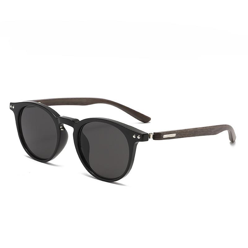 Men s Fashion Round Frame Sunglasses Women s & Men s Retro UV-Protective Sunglasses Wood-Grain Sunglasses Trendy Casual Eyewear