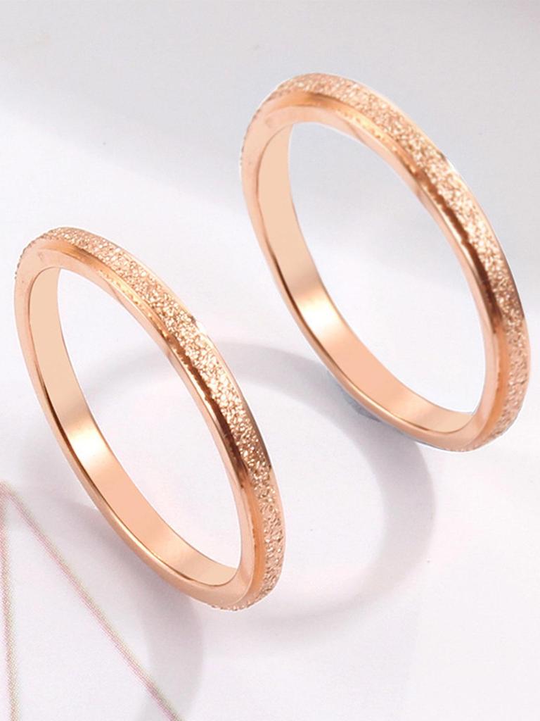 Rose Gold Korean-Style Frosted Titanium Steel Couple Rings