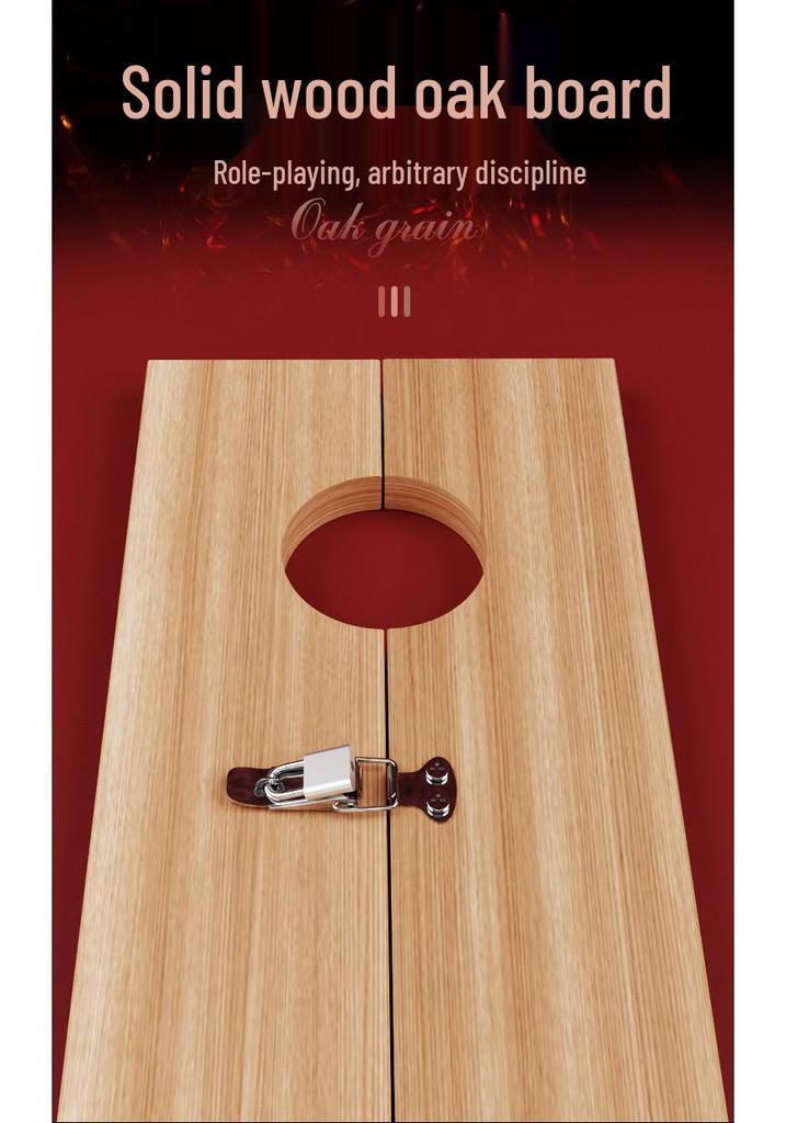 Manette e Manette ai Piedi in Legno Fatte a Mano Long Love per Restrizione di Coppie