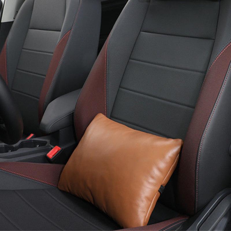 

Genuine Leather Cowhide Universal Headrest Lumbar Support - Breathable for All Seasons, Ideal for Cars and Offices, Nordic Minimalist Design Single Lumbar Support 33cm*24cm