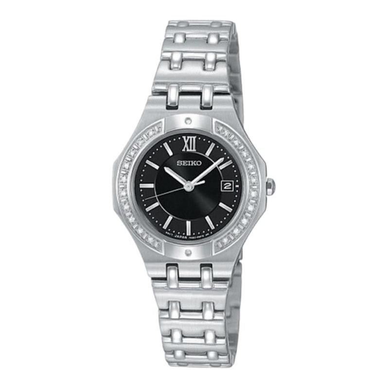 SEIKO 30 meters waterproof Quartz Steel Strap 26.5mm women s watch black dial SXDB29 чёрный