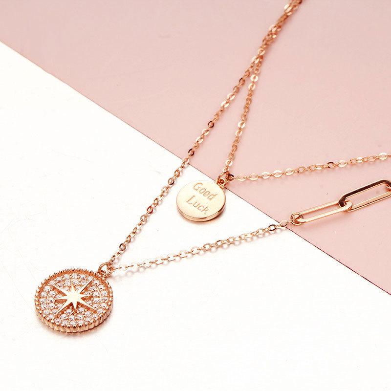 Purple Gold Lucky Brand Necklace Women'S Simple Fashion Rose Gold Plated Collarbone Chain