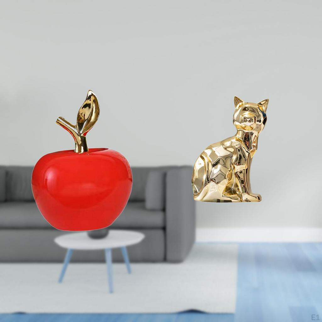 Ceramic Cat Figurine Sculpture Home Decoration Animal Ornament Artwork for Cafe Study Room Fireplace