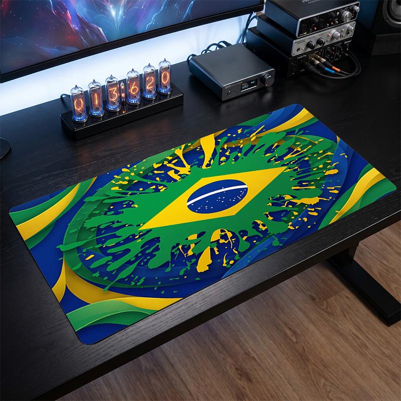 Brazil Football Crest Mouse Pad, Extended Non Slip Rubber Desk Mat for Gaming Office Laptop Fan Gift