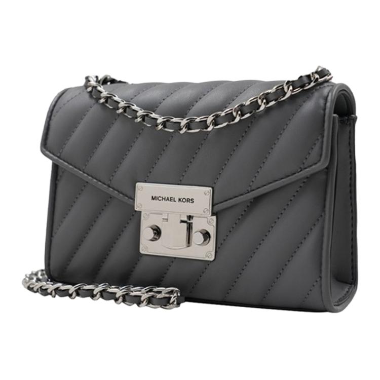 New MICHAEL KORS Rose Leather Shoulder Bag, Portable Crossbody Bag Women's Dark Gray 35F0SXOC5T-HEATHER-GREY