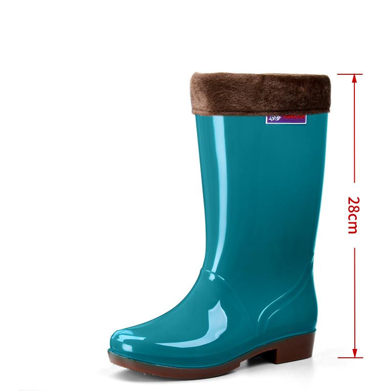 Women's Rain Boots Solid Color Non-slip Waterproof Rubber Sole Glue Adult Tall Rain Boots