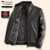 Woodpecker Men's Leather Jacket - Middle-aged & Senior Spring Festival Plus Velvet Thick Casual Outerwear
