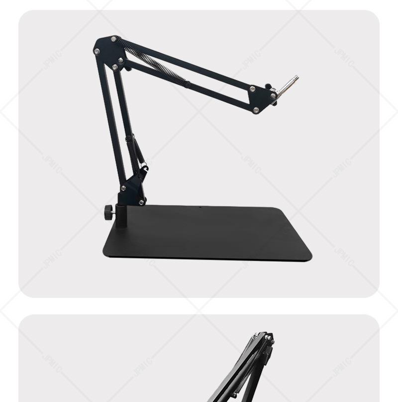 Adjustable Desktop Microphone Stand with Widened Base and Boom Arm for Phones and Tablets