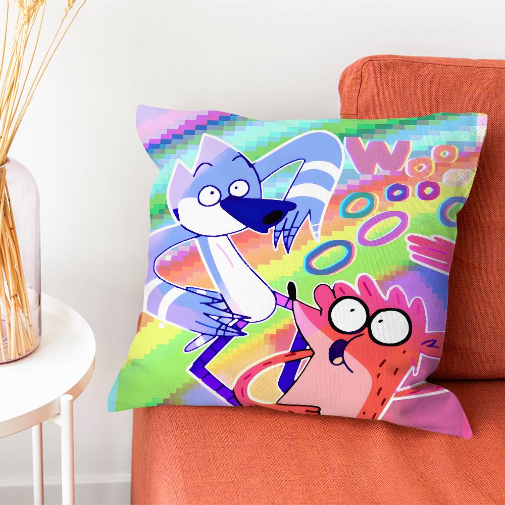 RRegular Rigby Show Pillow Case Plush Fabric Soft Pillowcase Double Sided Print Cushion Cover Household Gifts