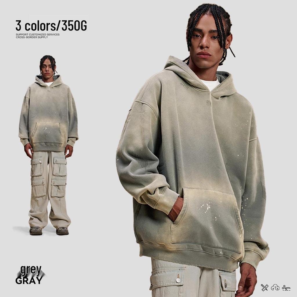 Unisex Trendy High Street Monkey Spray Paint Loose Hoodie – Autumn/Winter Plus Velvet Pullover