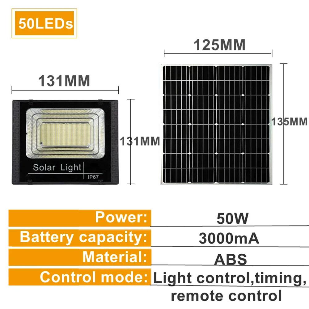 500W Large Battery Solar Panels LED Floodlight Remote Control IP67 Outdoor Solar Power Wall Lamp Corridor Garden Decoration