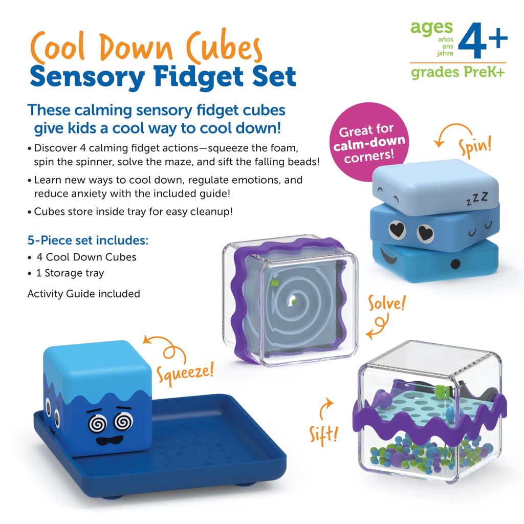 Learning Resources Cool Down Cube Set, Fidget Toy for Emotional Control and Relaxation, SEL LER5582, Authentic