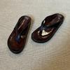 Rindsleder-Version~ retro Nischen Zehentrenner Sandalen Schuhe für Damen zum Tragen Sommer dicke Sohle Fußquetscher Urlaub coole Hausschuhe