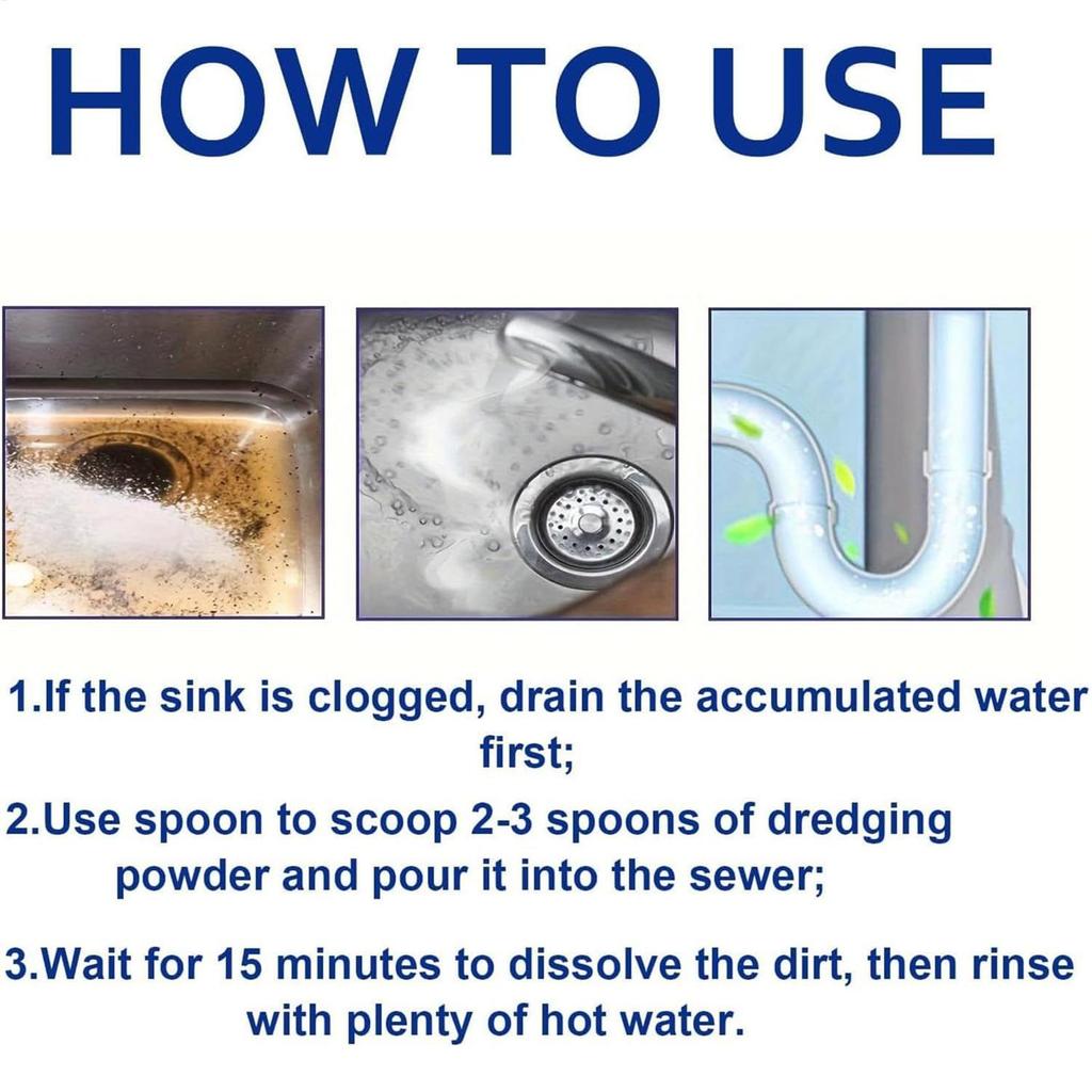 350ml Drain Clog Removal Powder Toilet Breakdown Toilet Kitchen Sewer Anti Blockage Dredging Clean Deodorant Powder