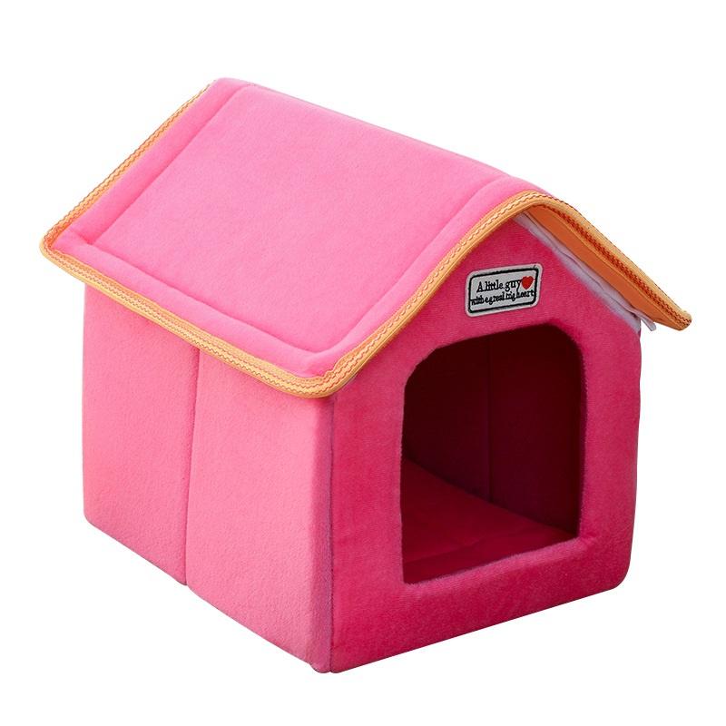 Haustierhaus, faltbares Bett mit Matte, weiches Winter-Sofakissen für Hundewelpen im Leopardenmuster, Zwingernest, Hunde-/Katzenbett für kleine und mittelgroße Hunde 46cmx38cmx34cm