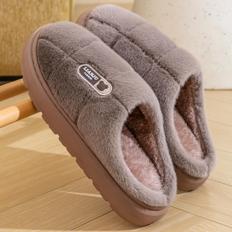 Men's & Women's Extra Large Warm Non-Slip Cotton Slippers, Size 50, Thick-Soled, Back-Heel Design.