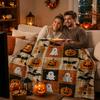 Couverture Patchwork Halloween Peluche Douce pour Canapé Chambre Décor Festif