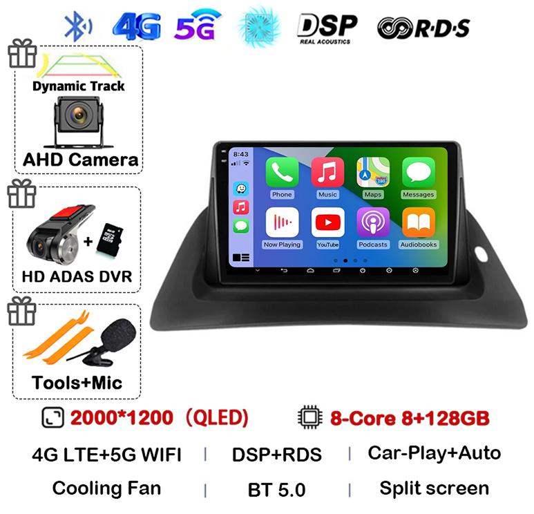 Android 14 Carplay Auto 4G+WIFI For Renault Kangoo 2009-2012 2015 2016 2017 2018 Car Radio Multimedia Stereo Video Player GPS BT