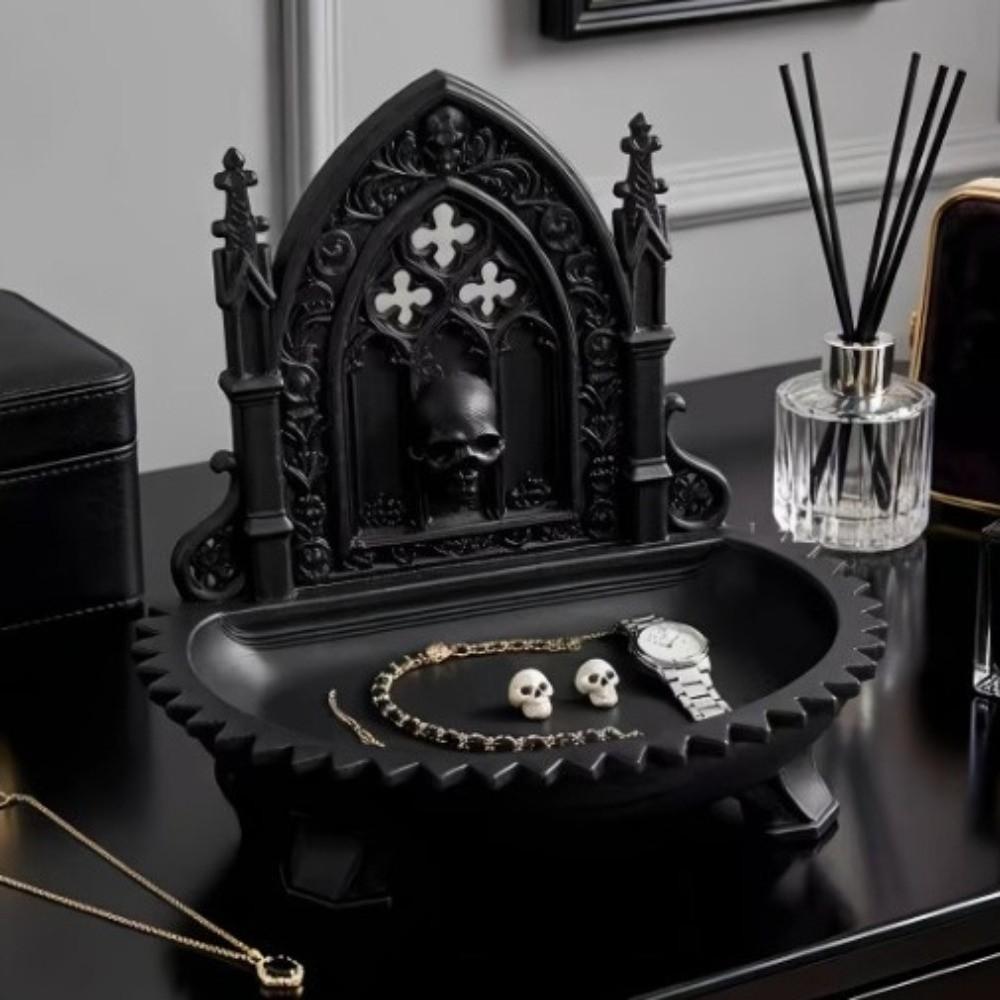 3D Carved Gothic Storage Organizer Tray Skull Design Jewelry Display Tray Halloween