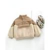 Children's Winter Oversized Patchwork Shearling-Lined Sweatshirt: Unisex Thick, Warm Jacket