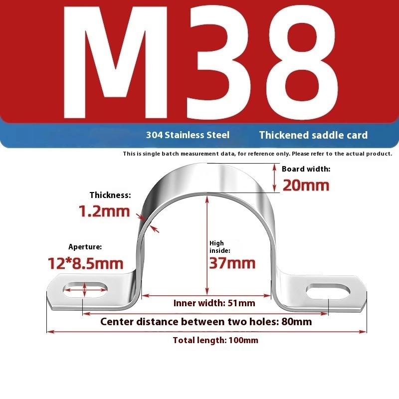 Zesílená U-třmenová sedlová svorka Nerezová ocel Koňský hřbet Drátěné hrdlo Obruč Klipy pro upevnění kabelů Použitelné pro potrubí OD 8-200 mm
