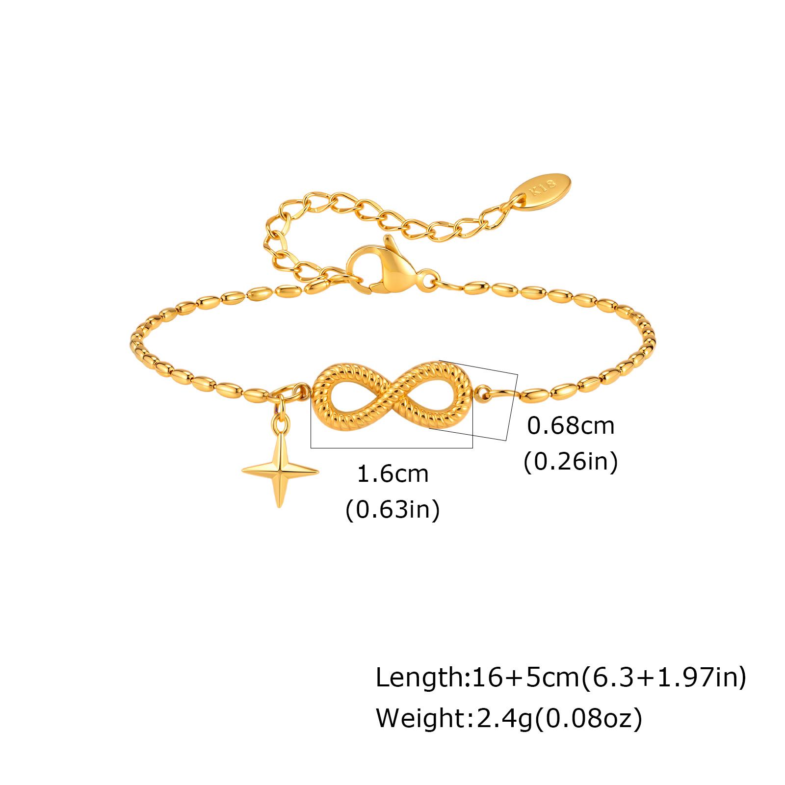 

North Star Infinity Bracelet Gold Plated Stainless Steel Adjustable Bangle for Women Eternal Love Gift Non Tarnish
