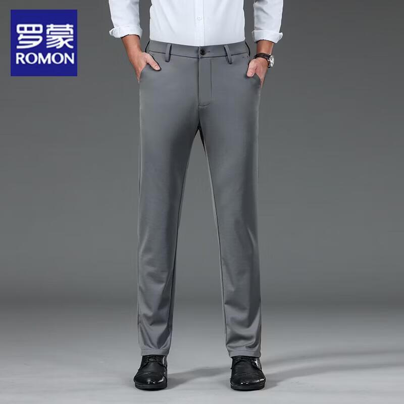 ROMON Men's Summer Slim Straight Business Casual Trousers