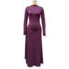Women High Neck Long Sleeve Bodycon Maxi Dress with Side Drapery Solid Color Elegant Gown