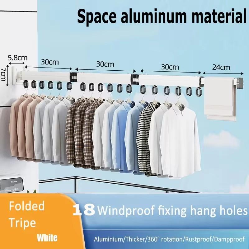 BEISHI Einziehbarer Wäscheständer Zusammenklappbarer Kleiderbügel Aluminium Wandmontage Platzsparend für Innenräume Haushaltsgebrauch Wäschetrockner