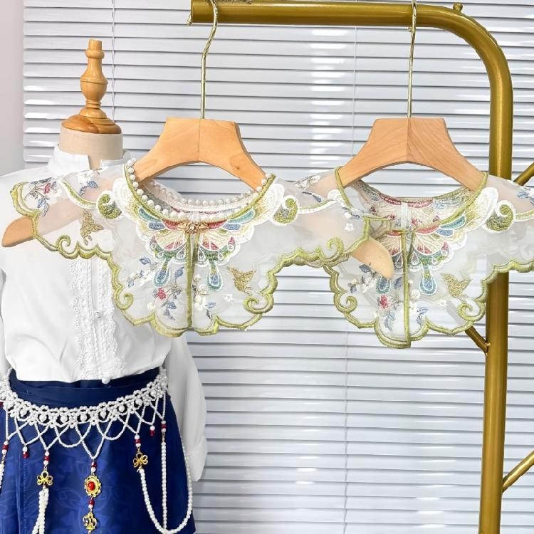 Elegant Embroidery Flower Decorative False Collar Female Sweater Shirt Dress Clothes Sewing Collar Shawl False Collar