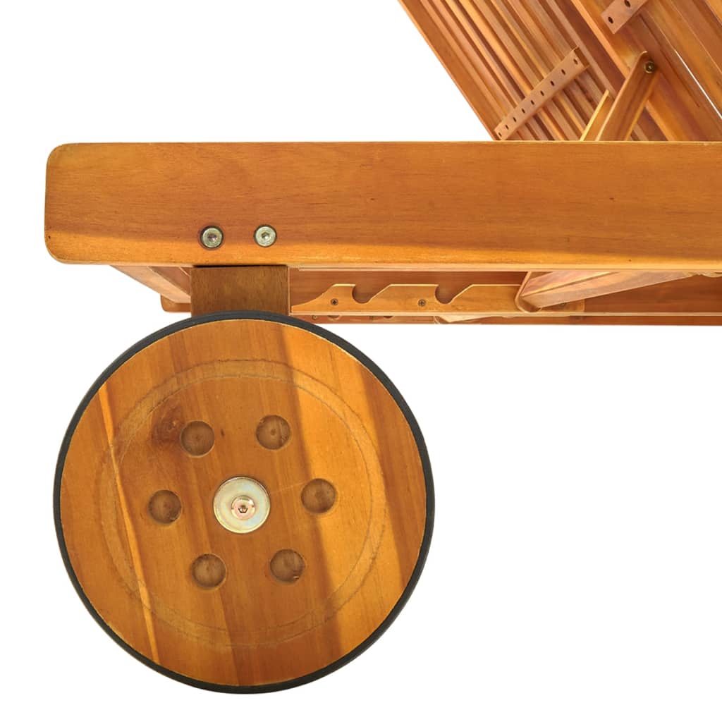 Double Sun Lounger Solid Acacia Wood