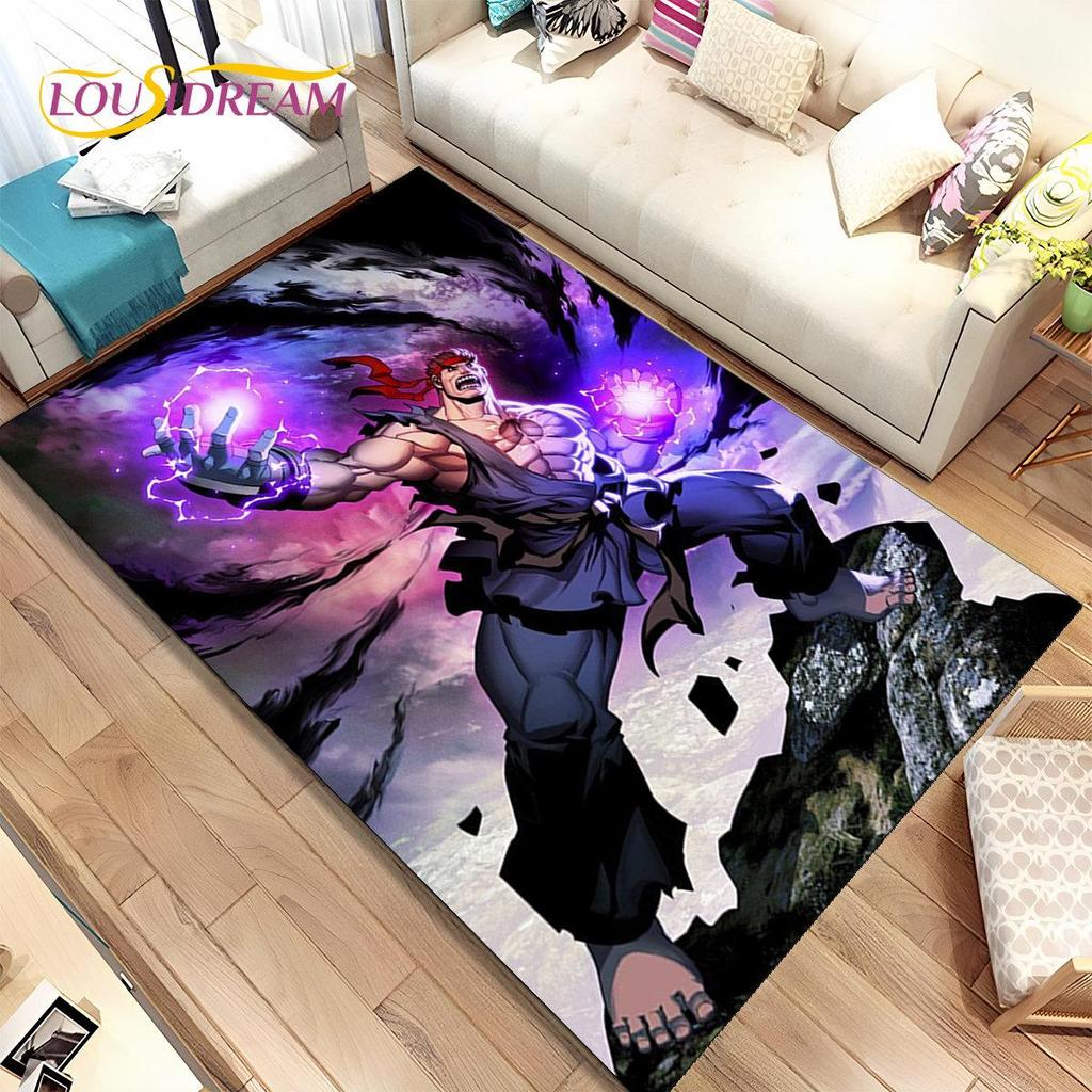 Street Fighter Retro-Game-Gamer-Bereichsteppich, Teppich für Wohnzimmer, Schlafzimmer, Sofa, Fußmatte, Dekoration, rutschfeste Bodenmatte für Kinderspiele