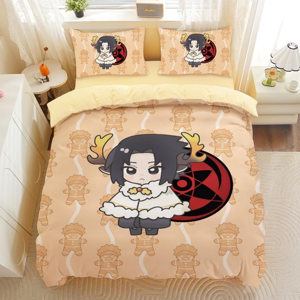 Anime Uchiha Naruto Uzumaki Rød Sky Sengetøysett Husholdningsdyne Dynetrekk Itachi Hjemmetekstil Sengesett Barnegave