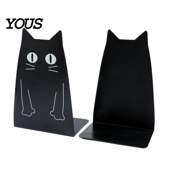 Non-slip Bookend 1 Pair Metal Cat Book Ends, Cute Bookends for Shelves, Decorative Heavy Duty Support Stopper Home Office Desk Bookshelf Decor