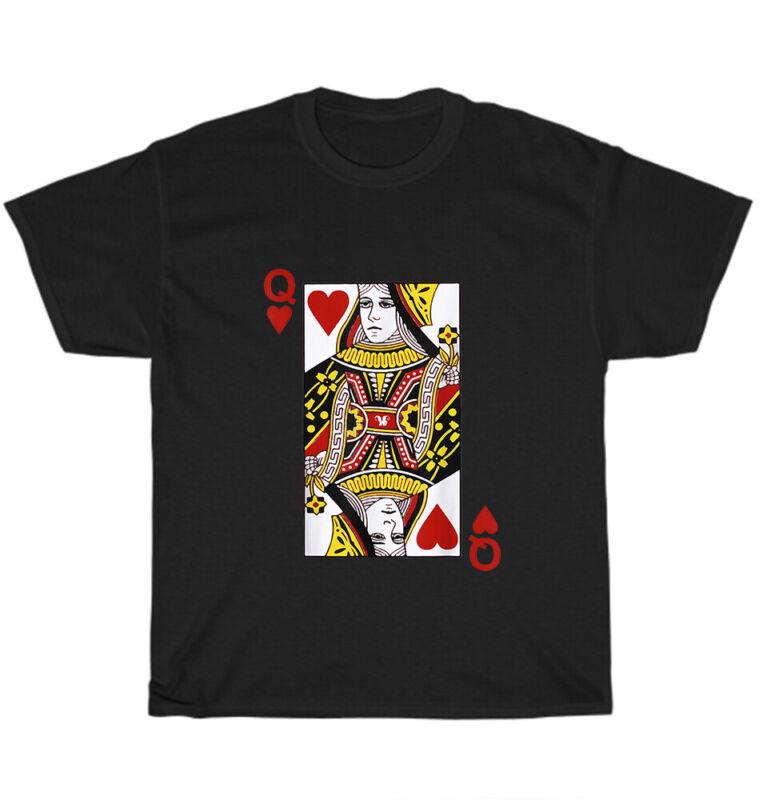 Buy Queen of Hearts Blackjack Cards Poker 21 Q Tshirt Men Soft Tees at