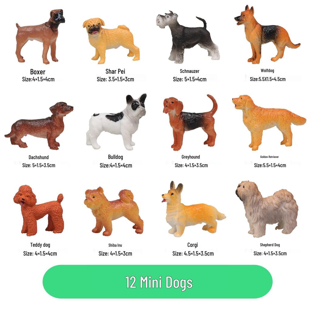 Farm Animal Figurine Set: Cow, Sheep, Chicken, Duck, Goose, Pig, Dog - Early Education Toy