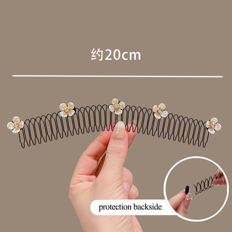 

Прекрасный органайзер для волос с жемчугом и цветком для девочек и женщин, заколка для волос, невидимая челка, фиксированная вставка, расческа, тиара, повязка на голову, аксессуары Camellia