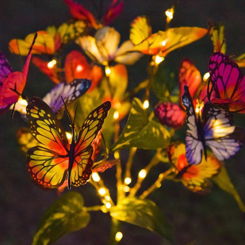 1Pcs Solar-Powered Butterfly Ground Light Color/Warm Light Outdoor Garden Patio Lawn Walkway Decorative Lighting