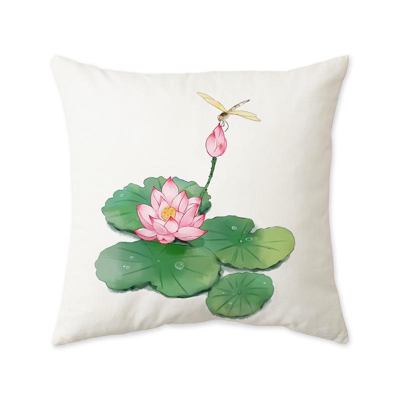 Chinesisches Lotus-Druckkissen für Büro oder Wohnzimmer
