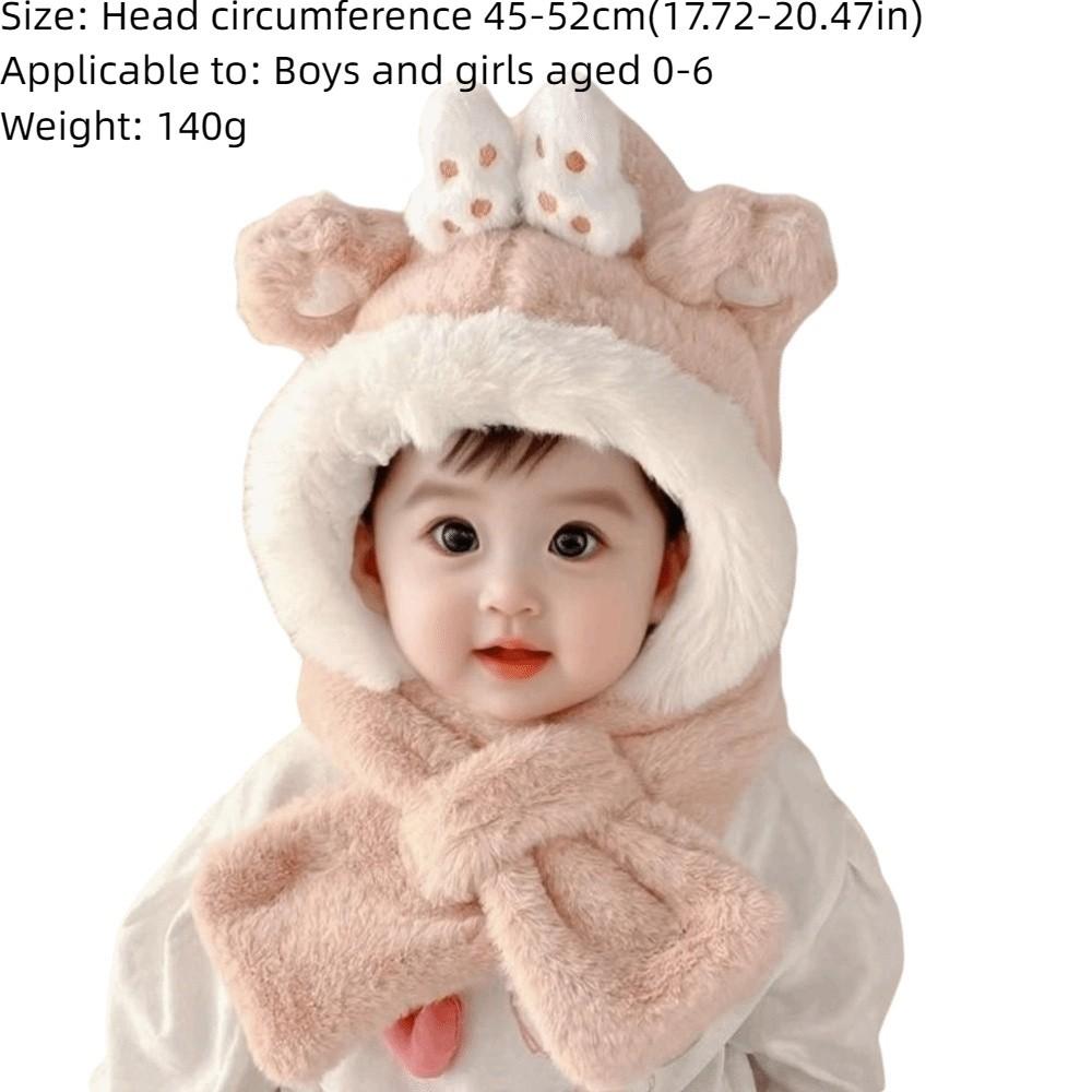 2-in-1 Hooded Scarf Keep Warm Winter Children's Hat Cute Scarf Hat Set  for Boys Girls