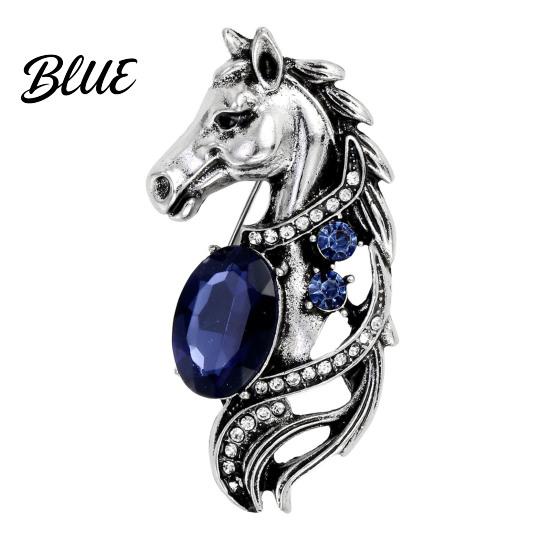 Luxury Brooch 1/2Pcs Metal Horse Head Design Pin with Sparkling