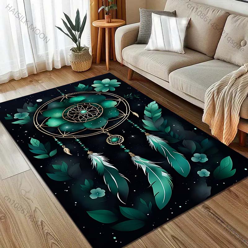 Dream Catcher and Feathers Print Carpet for Living Room Bedroom Sofa Doormat Home Decor Non-slip Floor Mat Room Area Rug