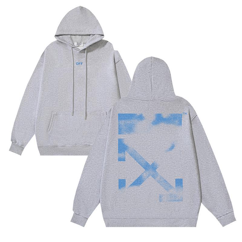 1296 Off-White 2025 Jesień/Zima Nowa Bluza z Kapturem z Nadrukiem Wzorów Fuzzy Arrow dla Mężczyzn i Kobiet