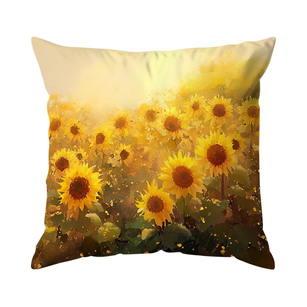 Oil Painting With Floral Pillowcase Printed Polyester 40/45/50Cm Throw Pillowcover Decorative Sofa Cushion Pillowslip Home Decor