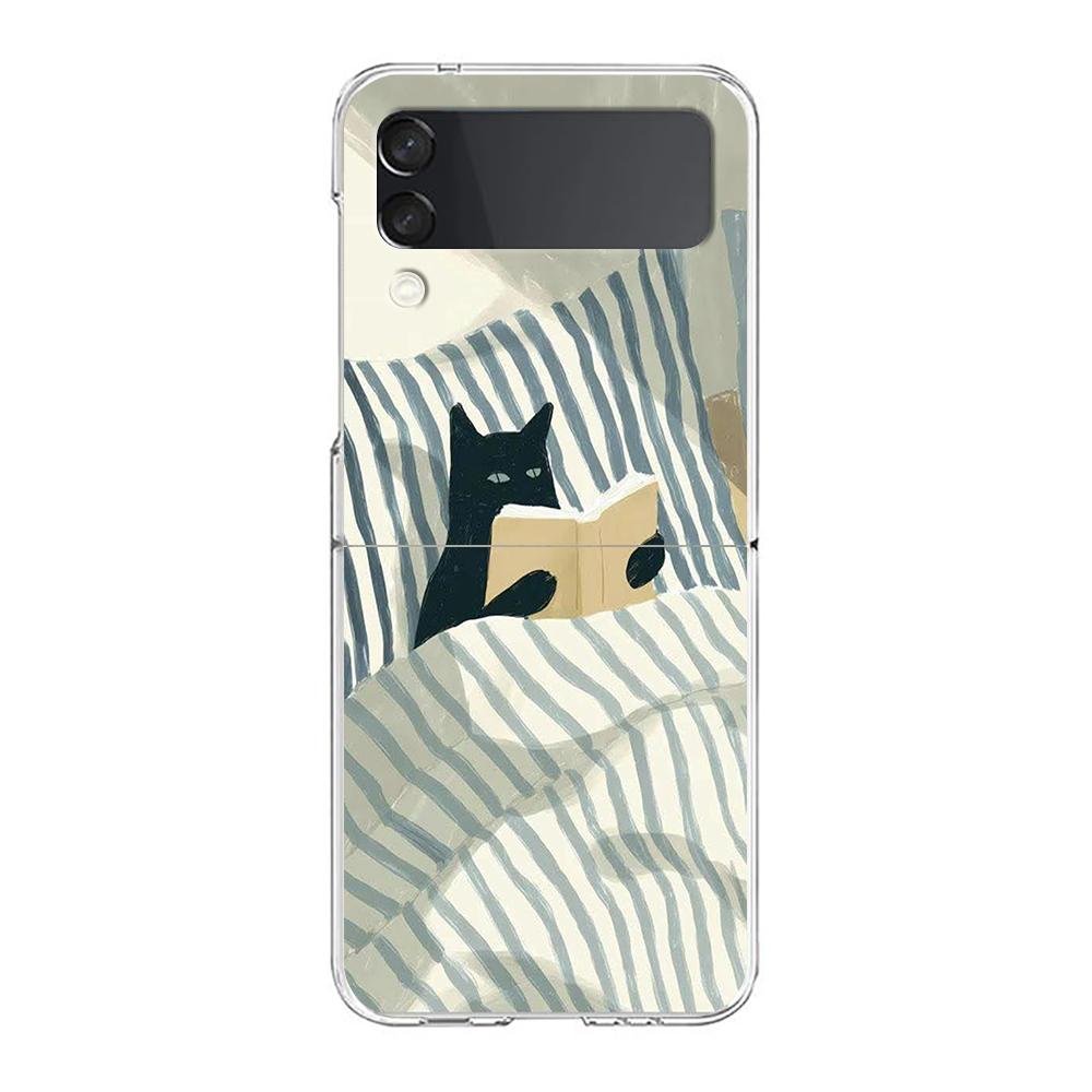 Transparent Phone Case For Samsung Galaxy Z Flip 3 4 5 6 7 Hard Folding PC Z Flip3 Flip4 Cover Dog Cat Couple