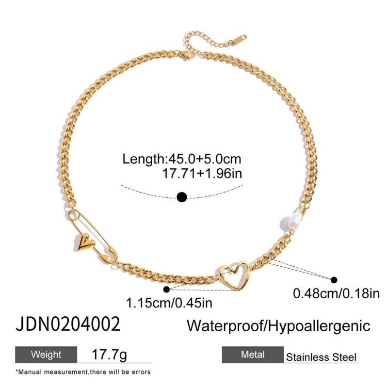 Adjustable Stainless Steel Paper Clip Inspired Heart Necklace For Women Fashion Jewelry Daily Wear Collarbone Chain